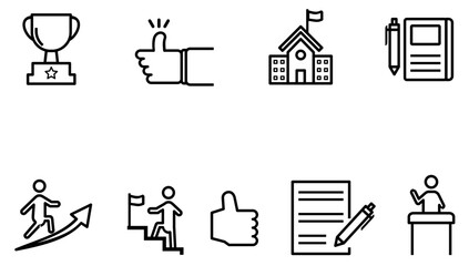 Education Success Icons Set | Achievement, Growth, Learning & Motivation Symbols