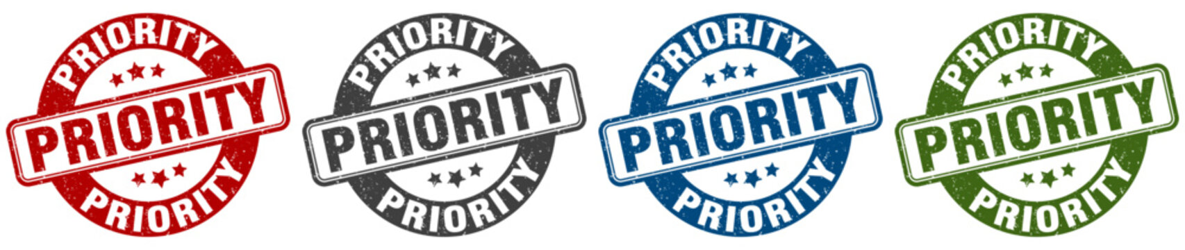 priority stamp. priority round stamp set isolated on white background