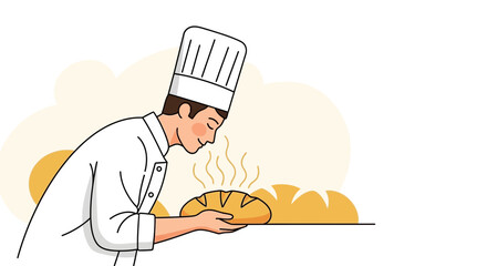 Baker Smelling Freshly Baked Bread: An Illustrative Depiction of Culinary Gratification