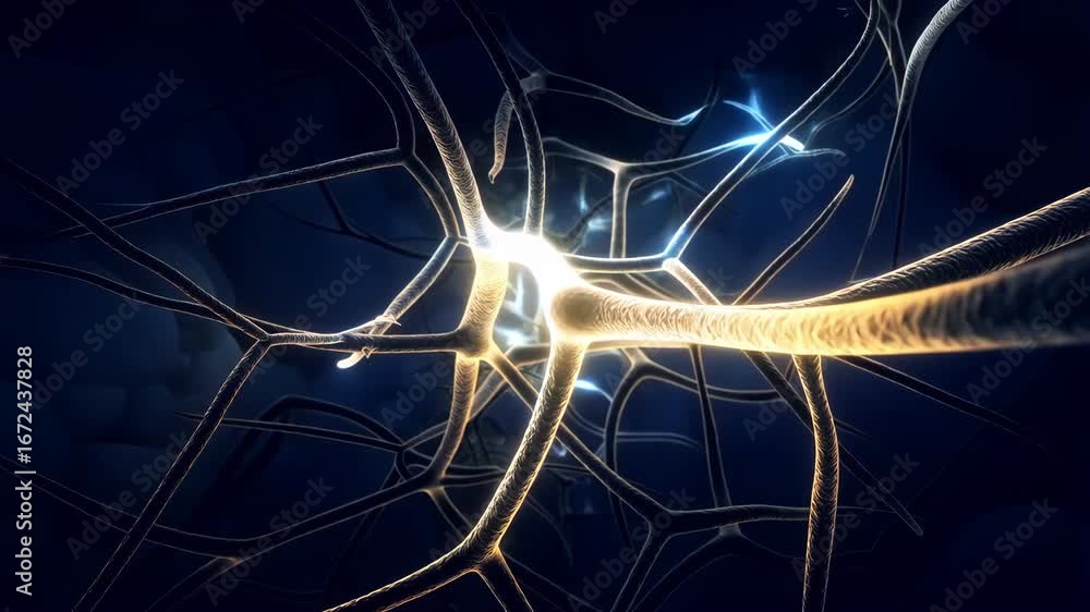 Poster neuron firing electrical signals through neural network