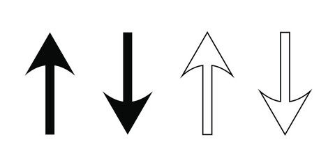 Up and Down Black Arrows Set on transparent background
