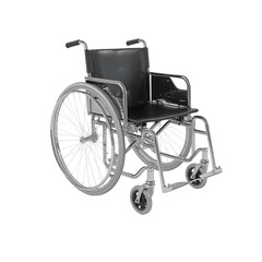 Fototapeta premium Silver-toned wheelchair on a stark expanse offering mobility support and accessibility in modern