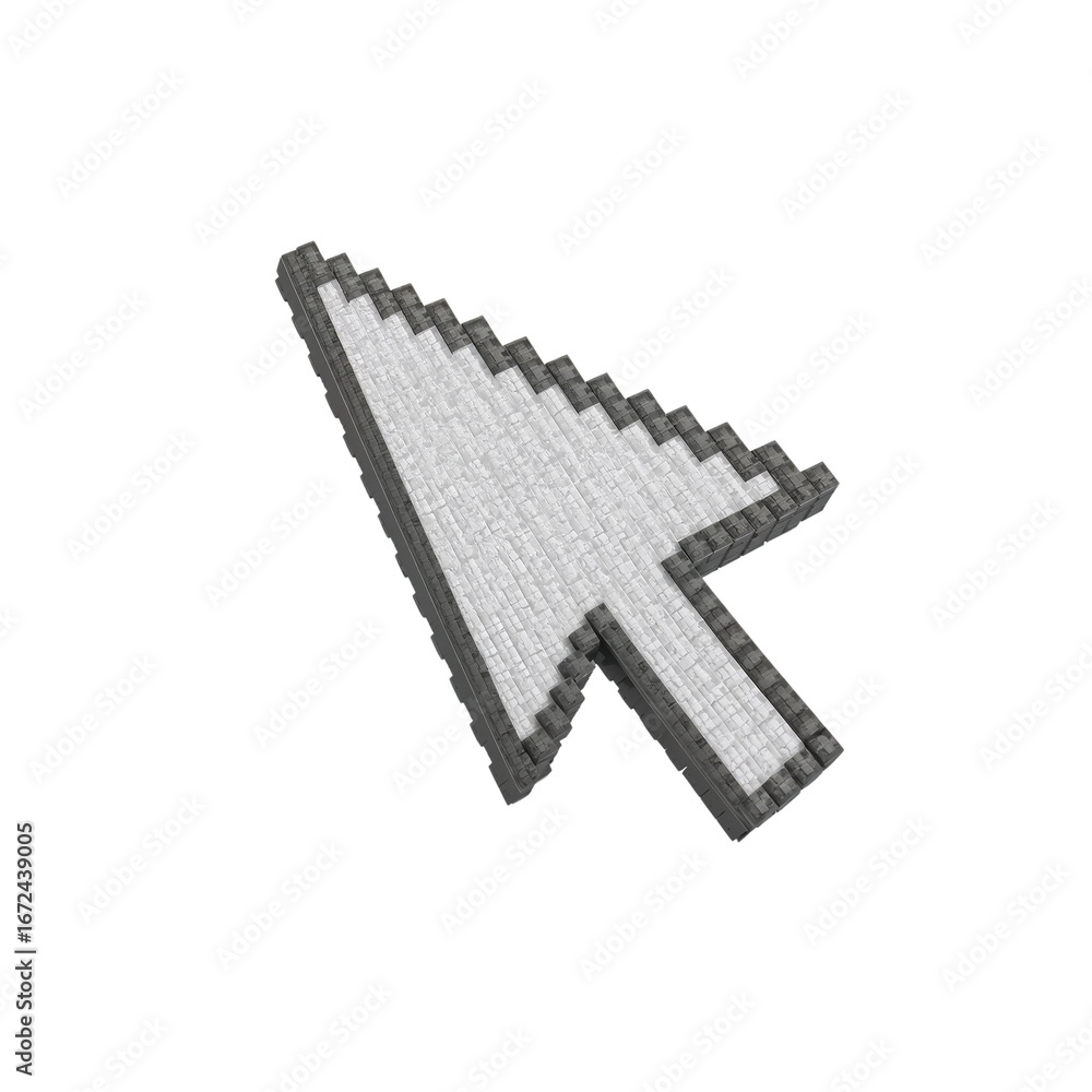 Poster pixelated cursor arrow indicating selection with isolated transparent background effect for design