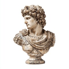 Obraz premium A classical marble bust sculpture of an ancient figure, with a distinguished profile and intricate details. The statue showcases the artistry and history of ancient Greece and Rome