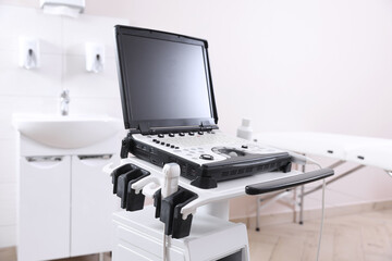 Modern ultrasound machine in clinic. Medical equipment