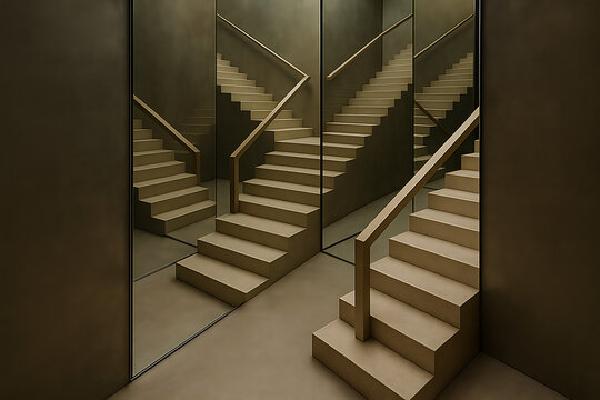 Symmetrical intersecting staircases interior; Interior de escadas cruzadas sim&eacute;tricas