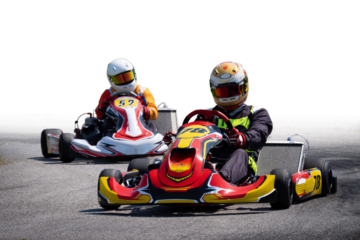 Two Go-Kart Racers on a Track, Isolated on transparent background	