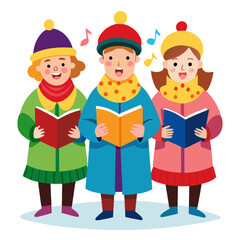 Children singing christmas carols together isolated on white background isolated on transparent background