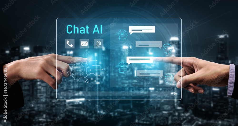 Poster ai chatbot interface facilitates communication, chatbot, and ai interaction for automated user suppo