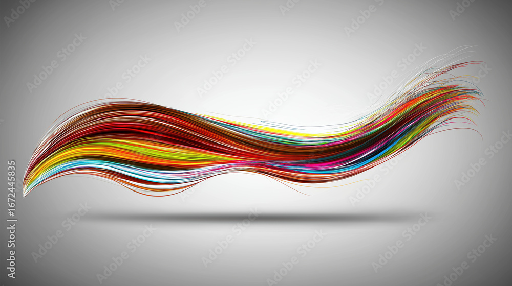Poster colorful waves of hair create a vibrant and dynamic visual display in motion