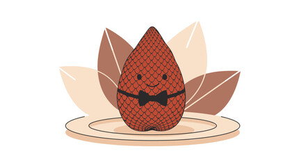 Charming Cartoon Illustration Featuring A Salak Fruit Character on a Simple Plate