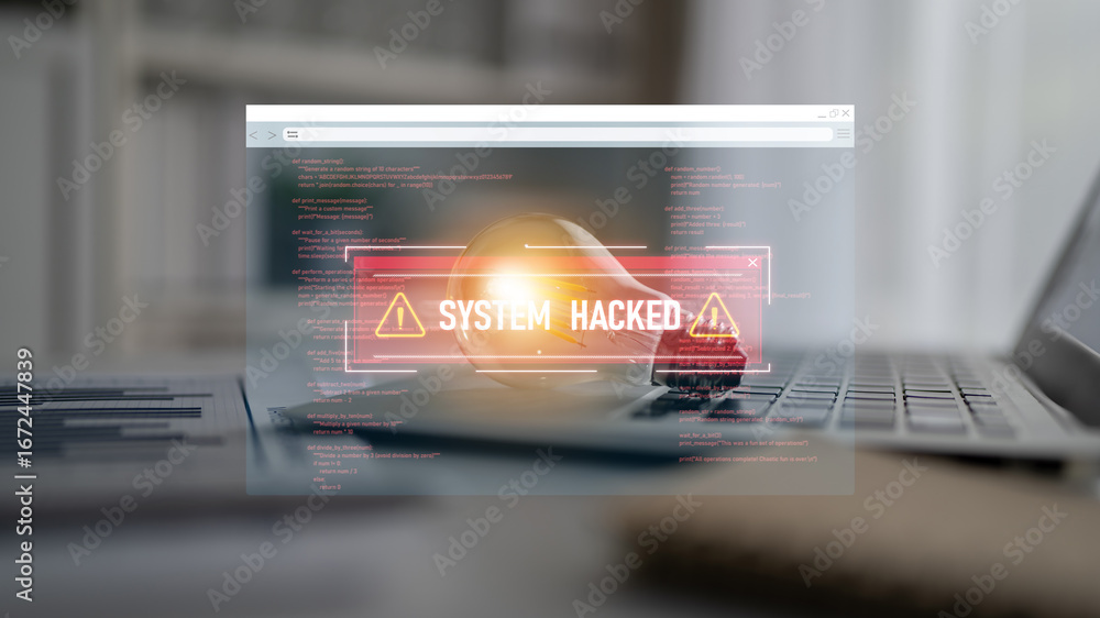 Poster cybersecurity protects digital systems from hackers with it security, attack prevention, and risk ma