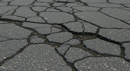 Obraz premium Cracked asphalt road surface texture damaged pavement street maintenance repair construction background detail -