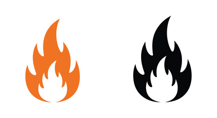 black and white flame icons on a plain background silhouette