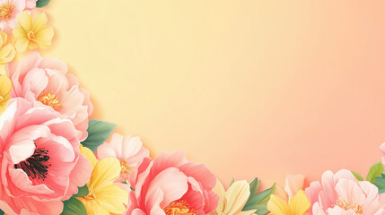 Obraz premium Colorful floral arrangement with soft pastel background in springtime setting