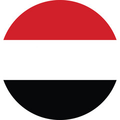 Yemen National Flag Circular Icon on Isolated Background