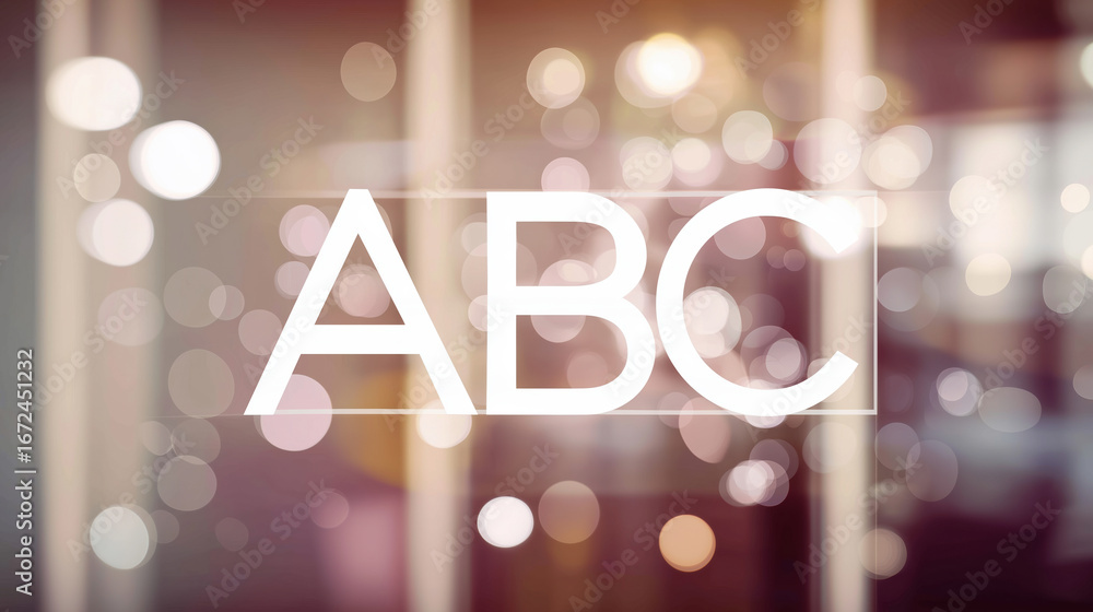 Poster creative design showcasing abc letters with bright bokeh background in modern setting