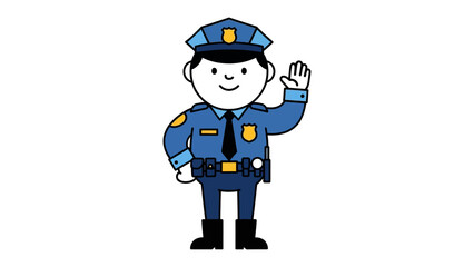 Officer's Affirmation: An illustrated, simplified depiction of a police officer offering a reassuring gesture, perfect for law enforcement, community safety, and public service imagery.