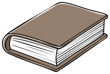 Illustrative closed brown book represents learning knowledge education and storytelling