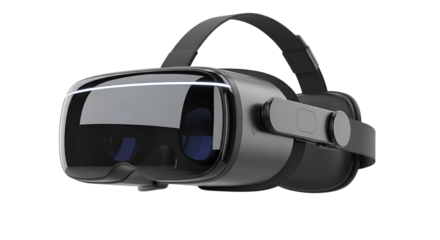 Black VR headset for virtual reality experience isolated PNG with Transparent Background