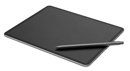 Digital tablet with stylus for creativity and design work isolated PNG with Transparent Background