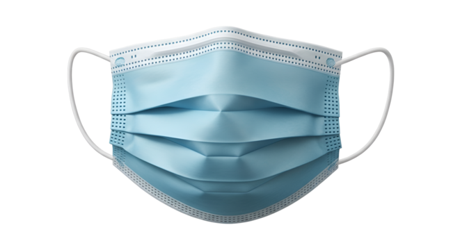 Blue surgical face mask for virus protection isolated PNG with Transparent Background