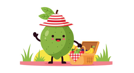 Cheerful Citrus With a Picnic Basket And Hat Enjoying a Sunny Outing