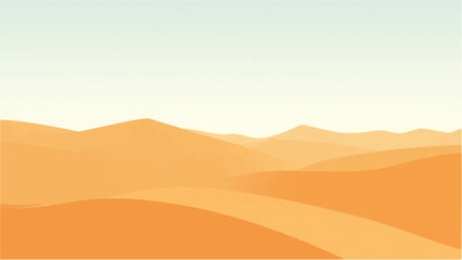 Fototapeta premium Desert Landscape with Layered Sand Dunes in Warm Tones. Illustration of a Desert Landscape.