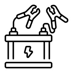 An outline style icon showing car battery