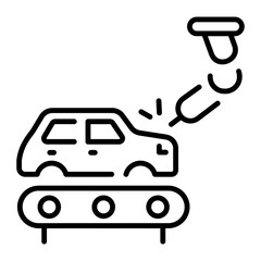 A line style icon depicting car manufacturing