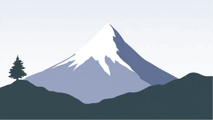 Mountains Covered with Snow. Mountain Landscape. Minimalist Illustration of Snow-Capped Mountains.