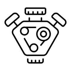 A line style icon depicting engine block