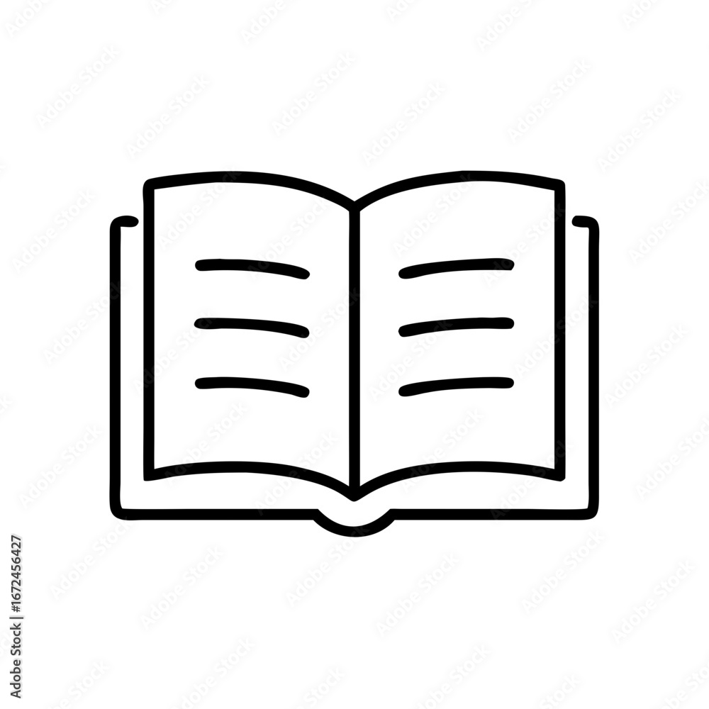 Poster open book icon in minimalist style with simple line design