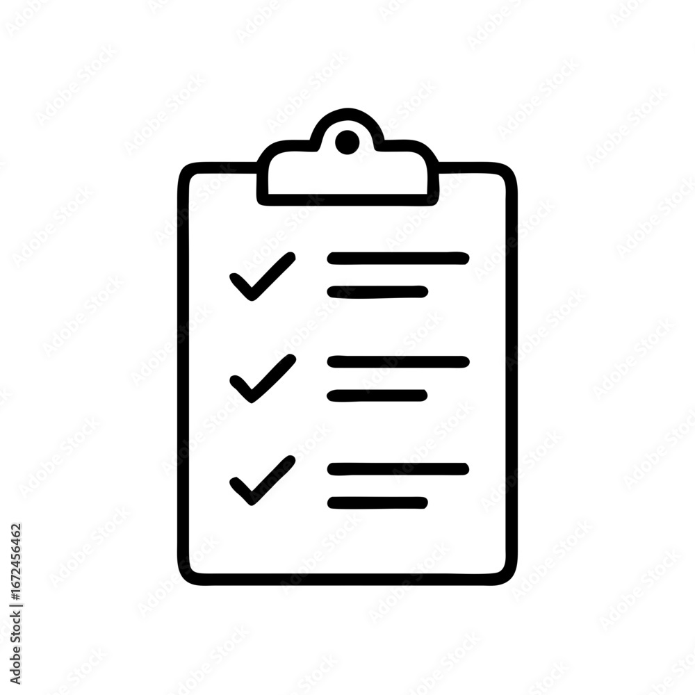 Poster clipboard with checklist and check marks in minimal design