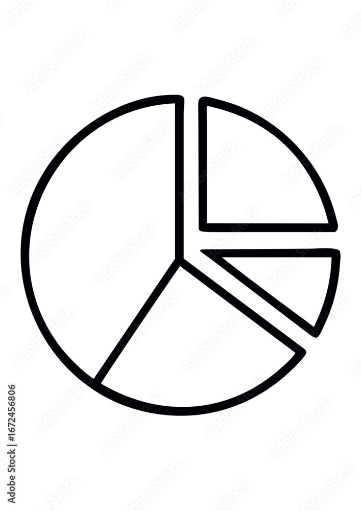 Poster pie chart icon in minimalist design with divided sections