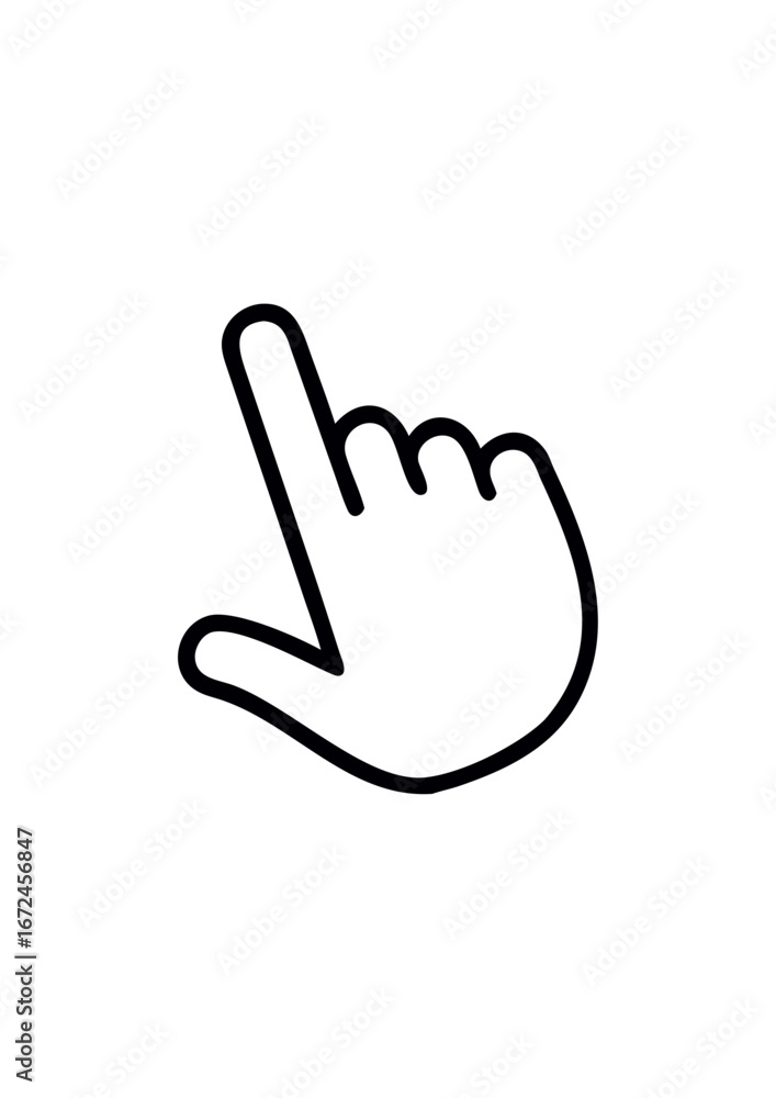 Poster Hand pointing with index finger in minimalistic design icon  