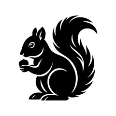 Black Tribal Squirrel Vector Illustration – Abstract Animal Tattoo Style Design – Decorative Squirrel Logo for Emblem, Mascot, or Woodland Art