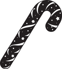 Black and White Candy Cane with Stars and Swirls christmas
