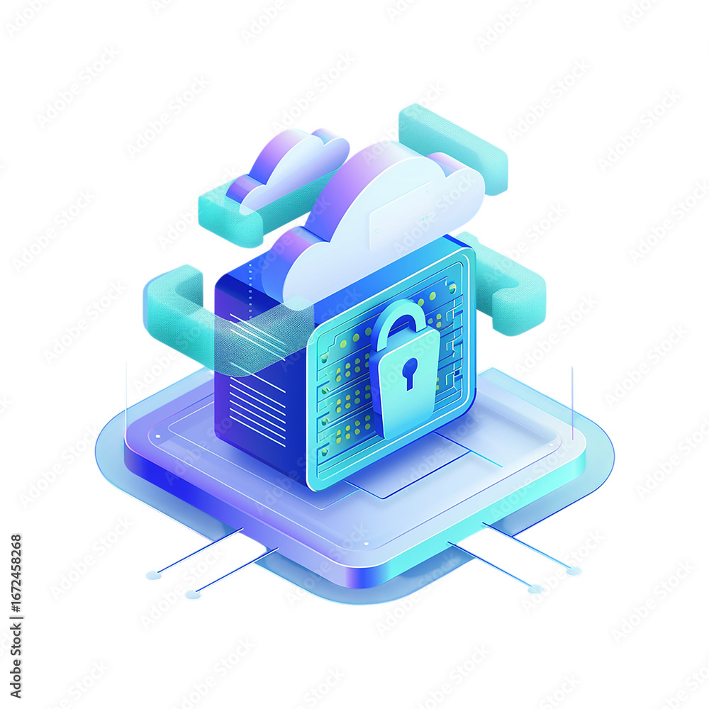 Poster secure cloud server data storage and protection digital technology