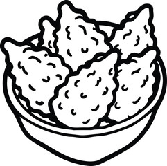 Bowl of fried chicken pieces illustration food meal