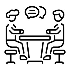 A line style icon showing discussion