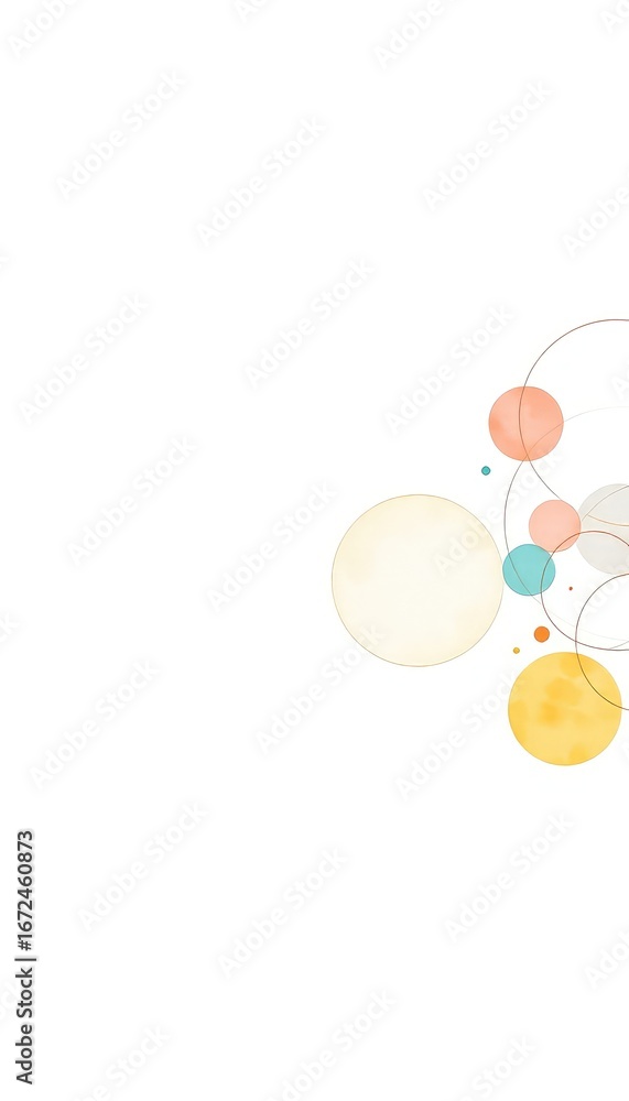 Aufkleber minimalist geometric background featuring a cluster of soft pastel colored circles and intersecting 