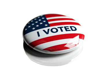 I voted button with american flag isolated on transparent background