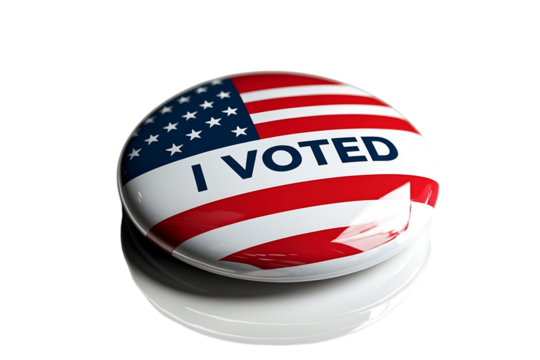 I voted button with american flag isolated on transparent background - Powered by Adobe