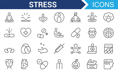 Collection of Meditation and Therapy Icons for Stress Management