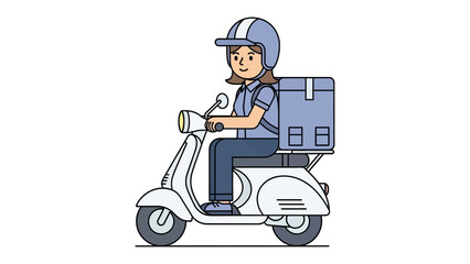 Speedy Scooter Delivery: A cheerful delivery driver, equipped with a protective helmet, zips along on a classic scooter, symbolizing efficiency and prompt service in a modern.