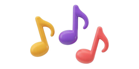Colorful music notes on transparent background vibrant symbols for creativity and inspiration