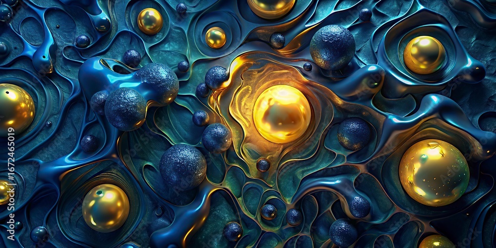 Aufkleber 3d rendering of abstract fractal background for creative design looks like oil drops,colorful abstra