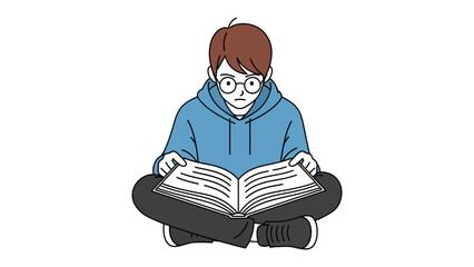 Focused Student Reading: A young student is absorbed in a captivating book, lost in thought as he reads