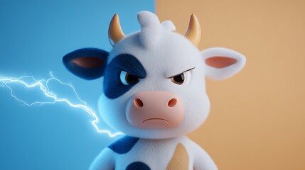 Fototapeta premium electric cow cartoon character